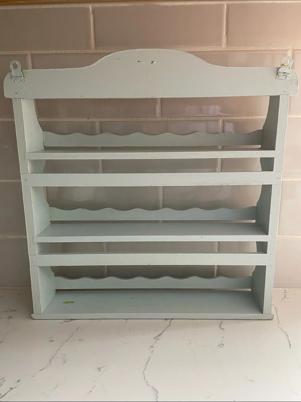 Vintage 1940s Wooden Wall Spice Rack 3 Tier Farmhouse Cottage Kitchen Shelf